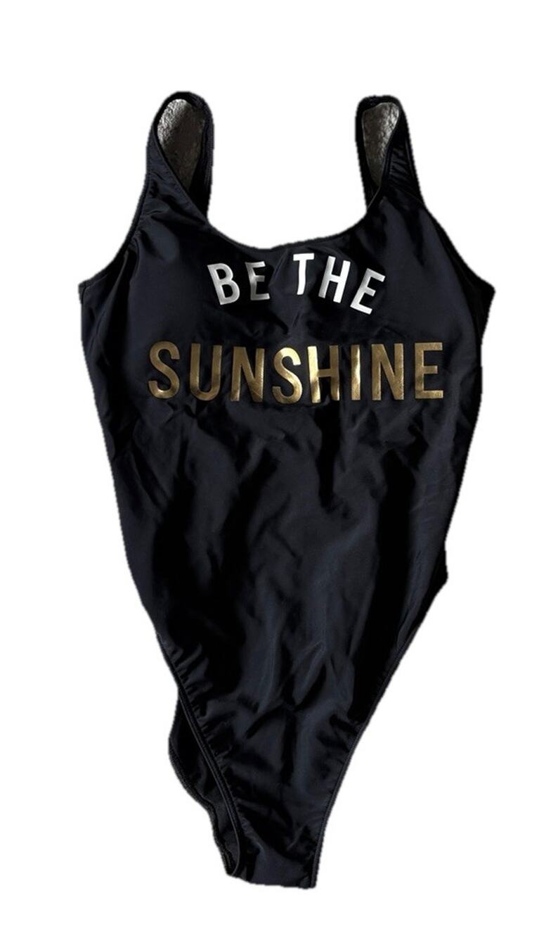 Hollister One piece Swimsuit Size Small Black “Be The Sunshine” Graphic Print